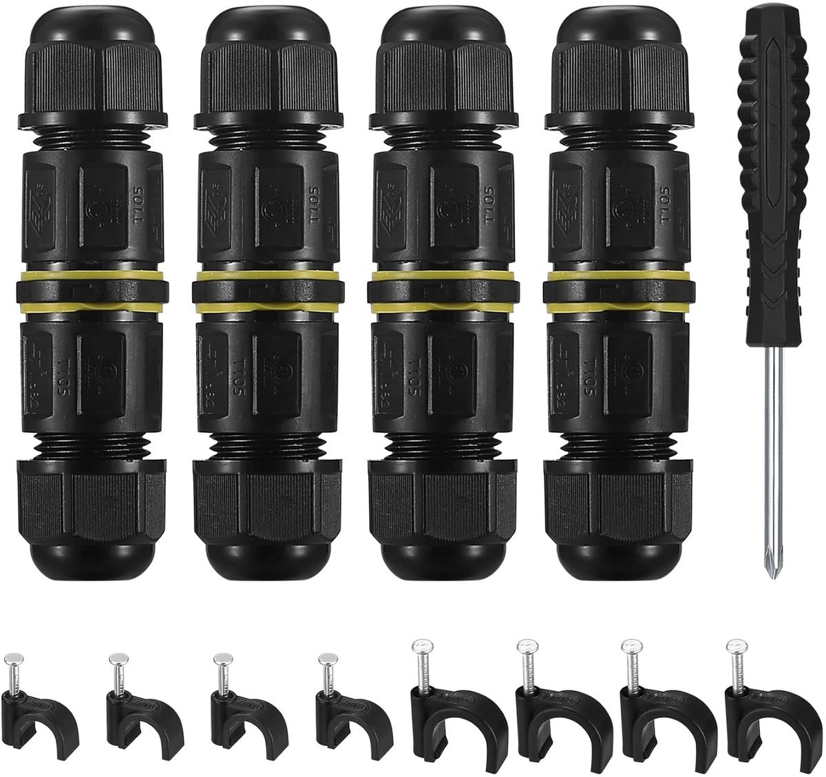 Junction box IP68 4 stuks - 3-polig - waterdicht nylon PA66 - voor kabels Ø 4-8 mm - SnelShoppen