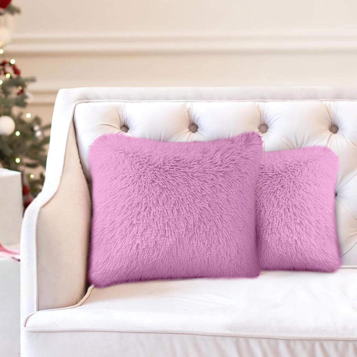 Faux Fur Cushion Cover, Plush Pillowcase Soft Pillow Case with Invisible Zipper, Suitable for Living Room Sofas, Car - ShopVlot