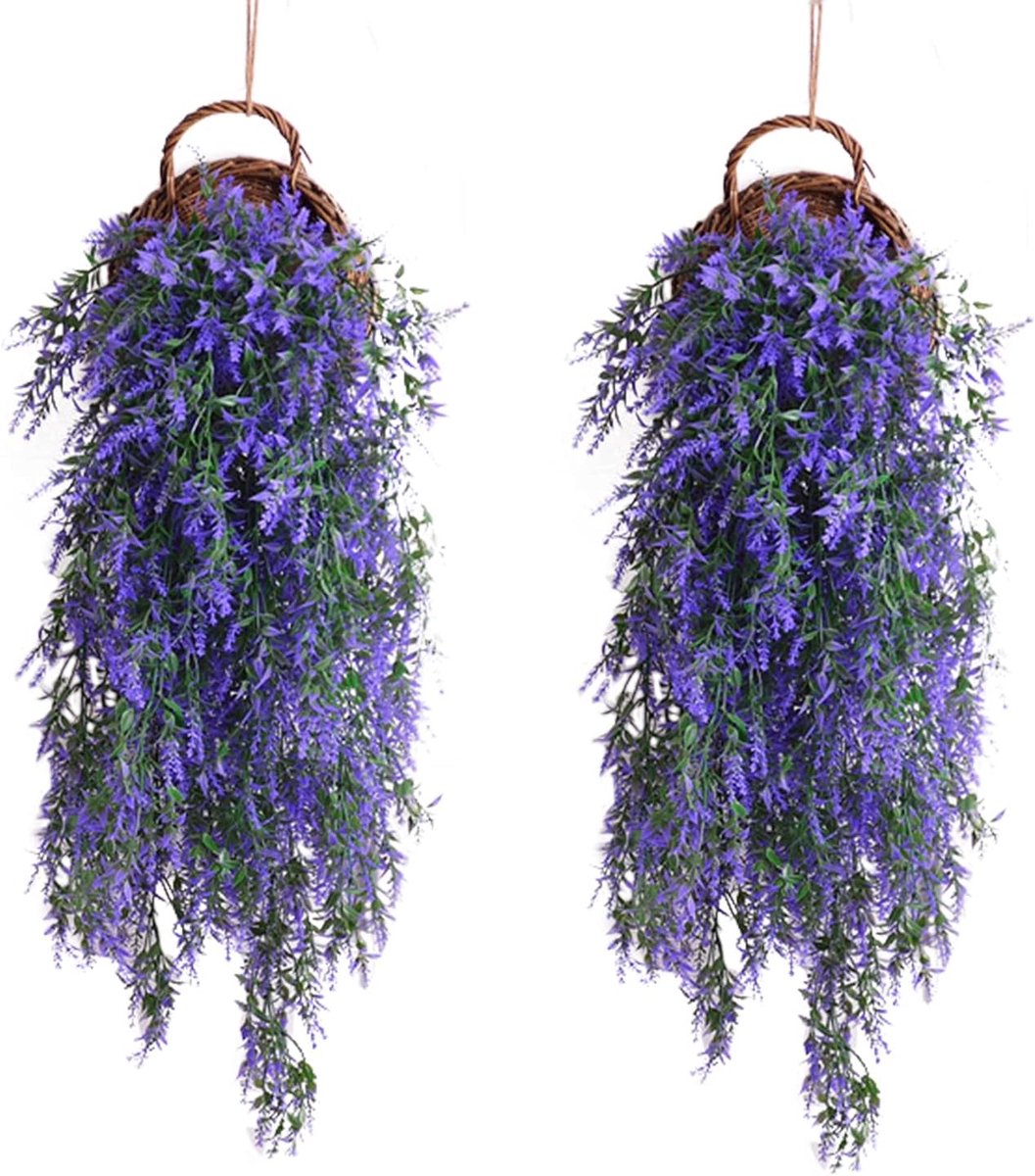 SnelShoppen - Kunstplanten Hangend Plastic 2 Stuks - Realistische Gras Decoratie voor Binnen en Buiten - Ideaal voor Tuin, Wanddecoratie en Feestelijk
