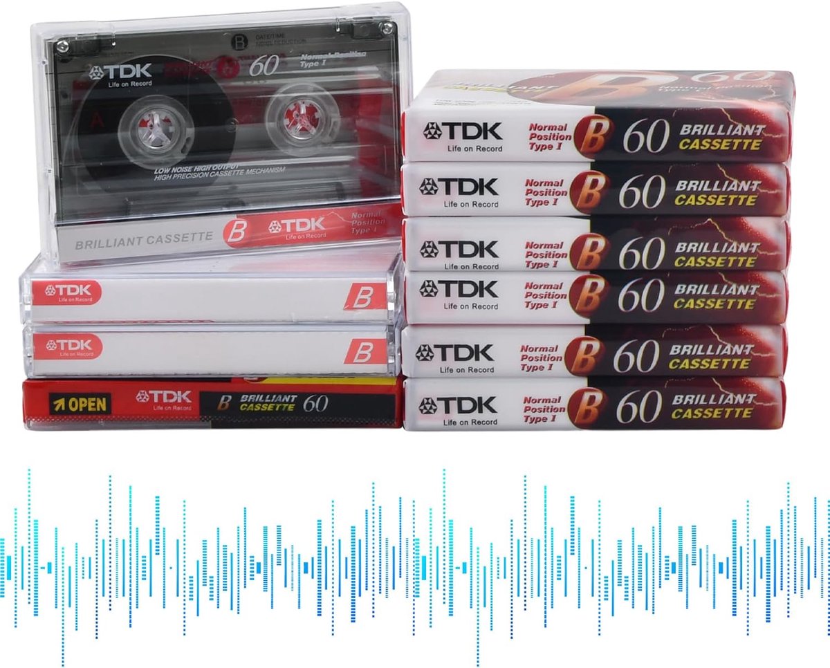 Pack of 10 Cassette Tapes, Low-Noise Audio Cassettes, 60 Minutes Low Noise Music Cassettes, Transparent Plastic - ShopVlot