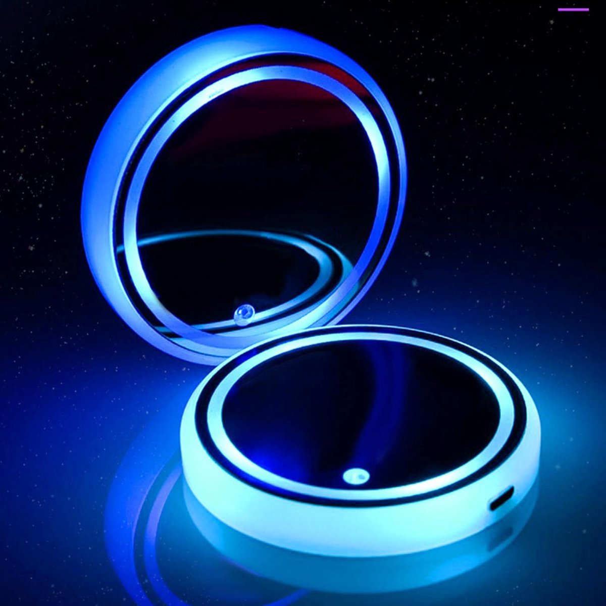 SnelShoppen - LED Cup Holder Licht - 1x Auto LED Coaster met 7 Kleuren Verlichtingslicht - USB Oplaadbare Mat voor Dranken Interieurdecoratie, Sfeerve