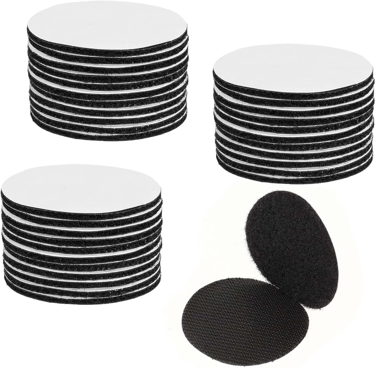 SnelShoppen - 20 Paar Zwarte Nylon Klittenband Dots met Lijm, 5 cm Diameter, Compacte Stijl, Ideaal voor Tijdelijke Bevestiging en Organisatie