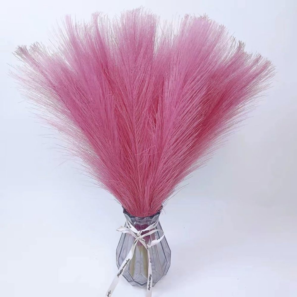 SnelShoppen - Set van 10 Kunstmatige Pampasgras 43-45 cm Fluffy Decoratief Gras voor Hu decoration, Bruiloft Decoratie, Bloemarrangement, Roze Rood