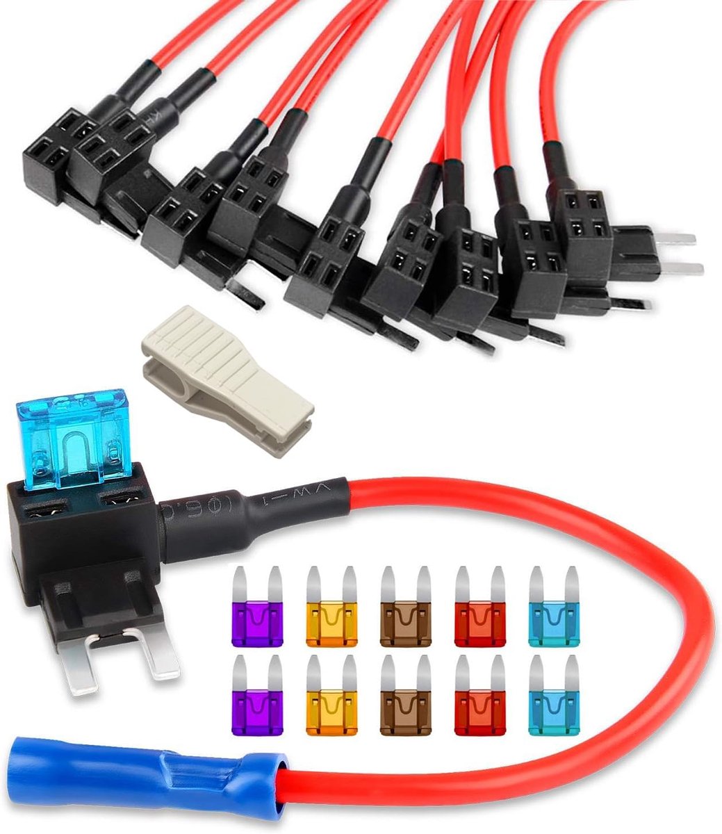 GUUZI 10pcs 12-24V Mini Car Add-a-Circuit Fuse TAP Adapter Mini APM ATM Blade Fuse Set for Cars Trucks Boats with - ShopVlot