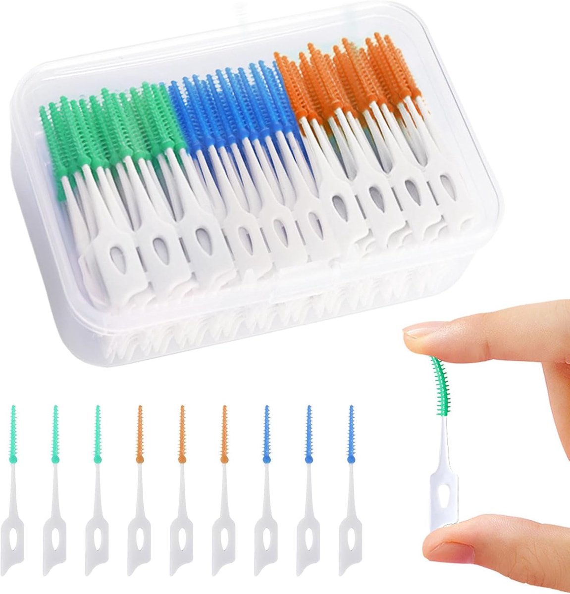Interdentale borstels 210 stuks - siliconen flossticks - dubbele kop - effectieve tandreiniging - ShopVlot