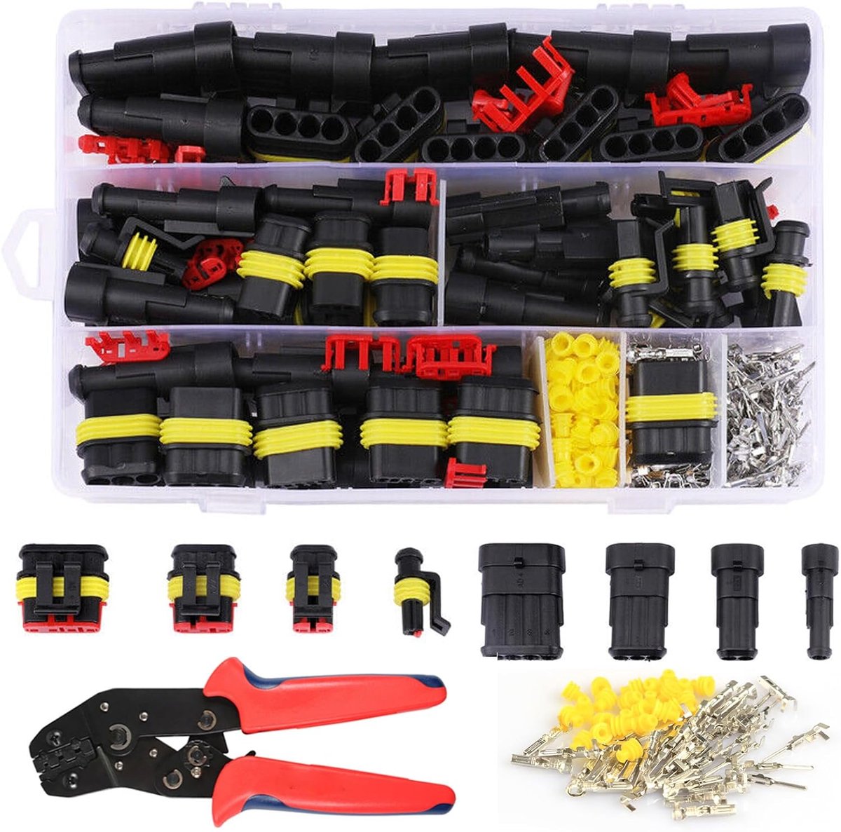 Car Plug Connector Set 352 Stuks - Waterdichte kabelconnectoren - Inclusief krimptangen - Ideaal voor voertuigen - ShopVlot