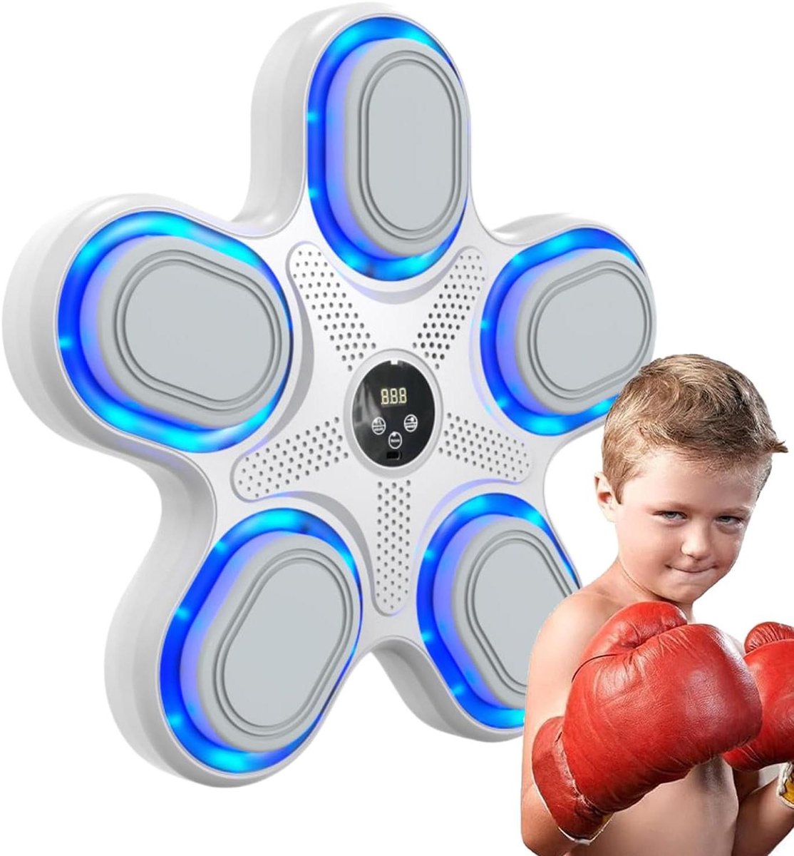Boksmachine Muziek - Workout Machine Boksen - Thuis Sporten - Verbeterde Verlichtingservaring - 37 x 35 x 5 cm - Wit