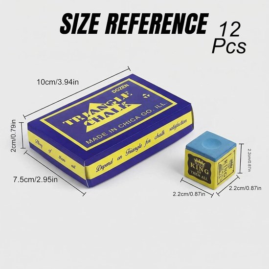 Biljartkrijt Set - Keu Krijt - Precisie Spel - Verbeterde Grip - 12 Stuks - Blauw — afbeelding 3