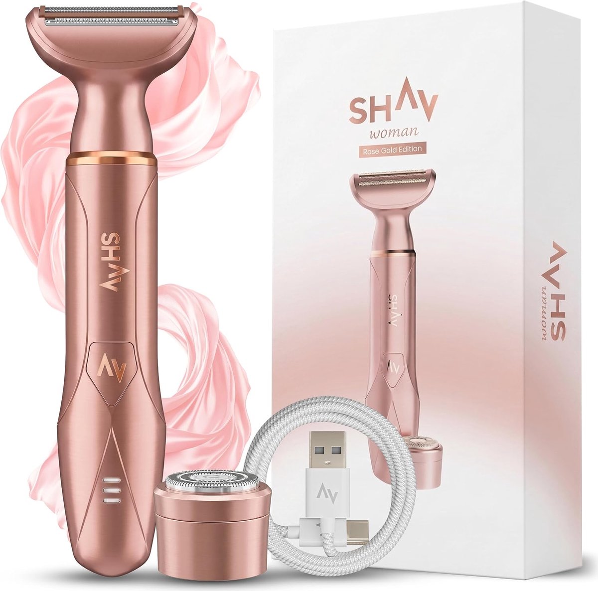 Elektrisch dames scheerapparaat - Roségoud - intiem scheerapparaat - perfect voor benen en armen - SnelShoppen