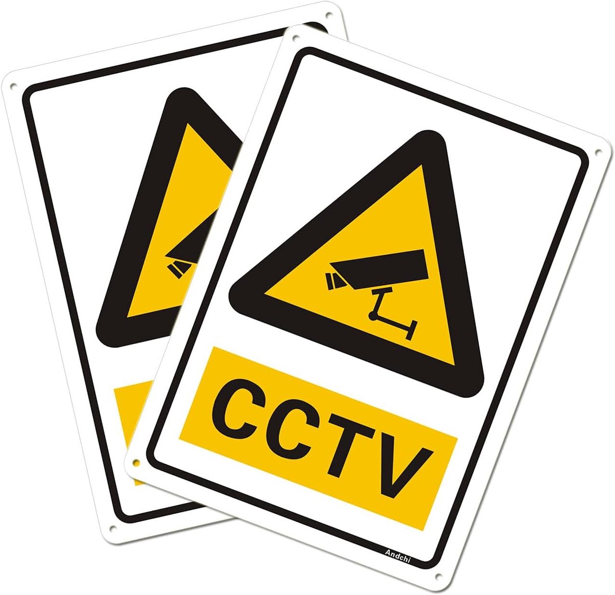 SnelShoppen - 2 Stuks Waarschuwingsbord 'Pas Op Voor de Honden', Veiligheidsbord CCTV Gebied Waarschuwingsbord van Metaal Aluminium 300x300mm