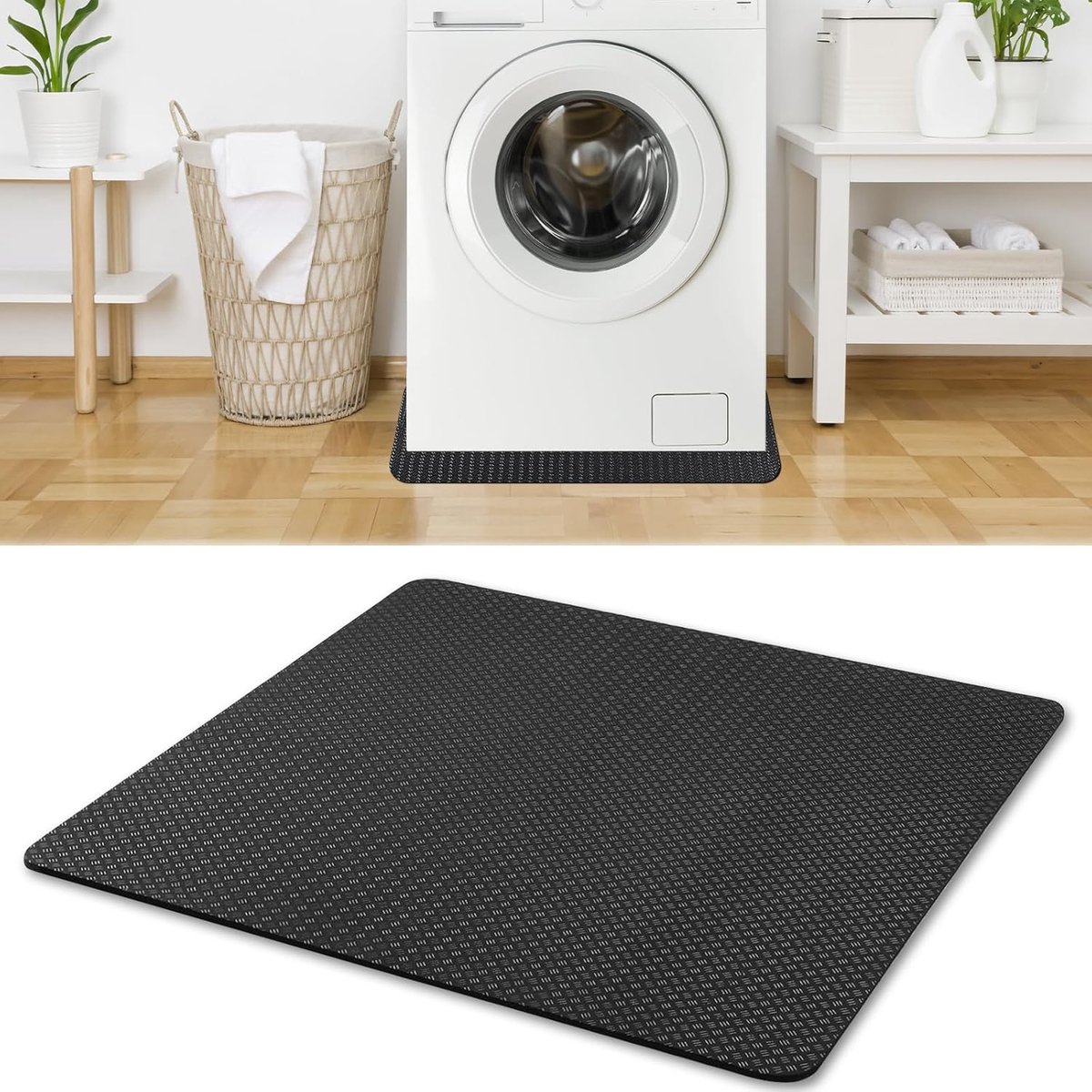 SnelShoppen - Anti-Vibratie Mat 60 x 60 cm, Dubbelzijdige Antislip en Waterdichte Pad voor Wasmachine, Droger en Koelkast, Vloerbescherming voor Huish