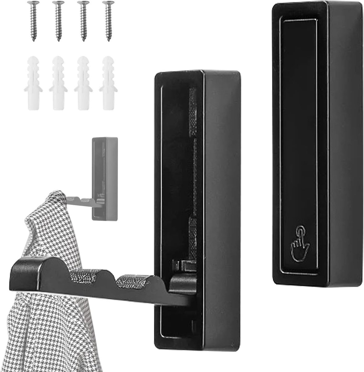 2 Pcs Folding Hooks Invisible Hook 90 Degree Folding with Screws and Pins Foldable Hook High Load Capacity Suitable - ShopVlot