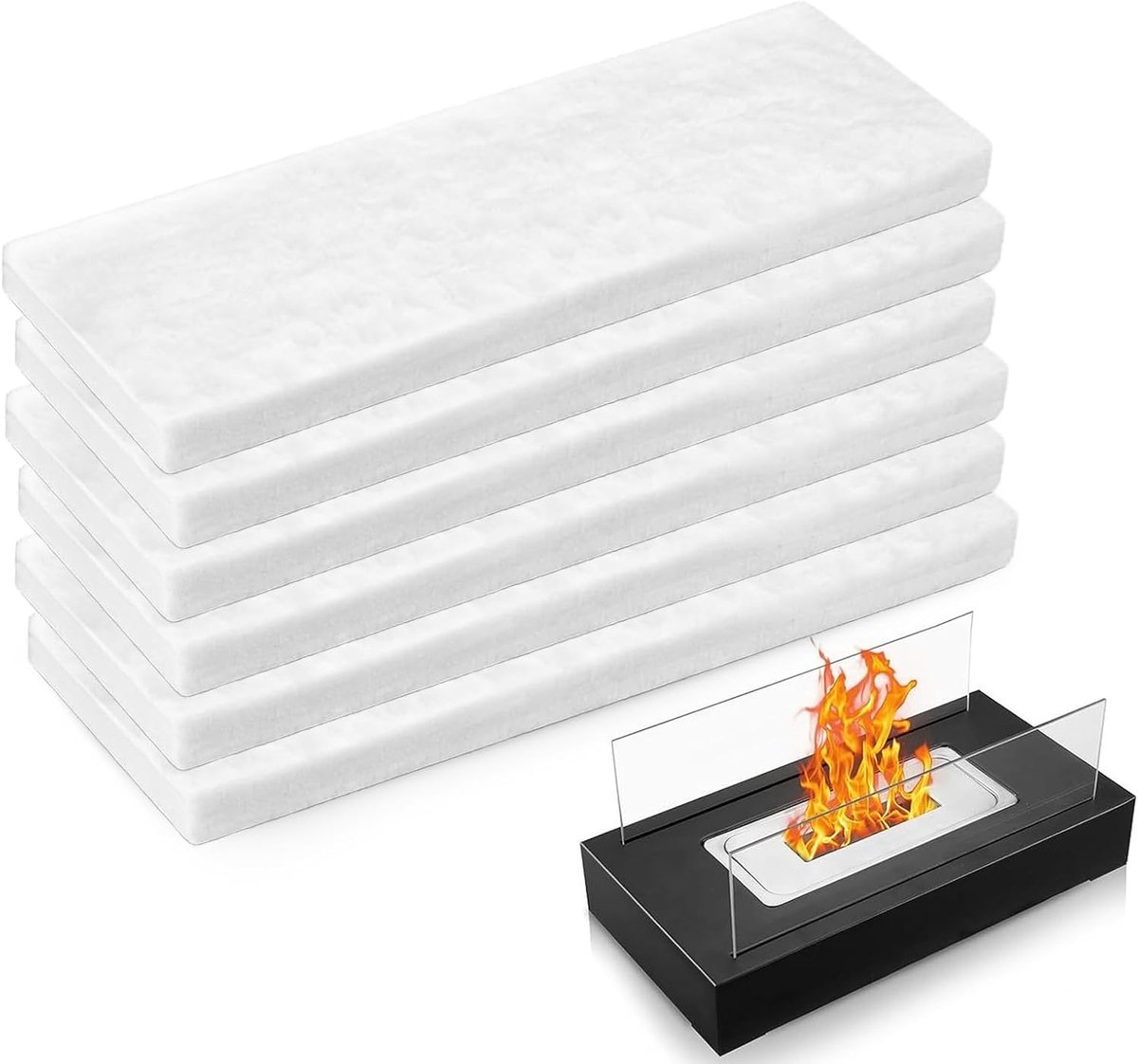 SnelShoppen - Ceramische Wol voor Bio-ethanol, 30 x 10 x 2 cm, Keramische Spons, Isolatie voor Haard, 6 Stuks, Vuurplaats, Spiritus Koker, Tafelhaard,