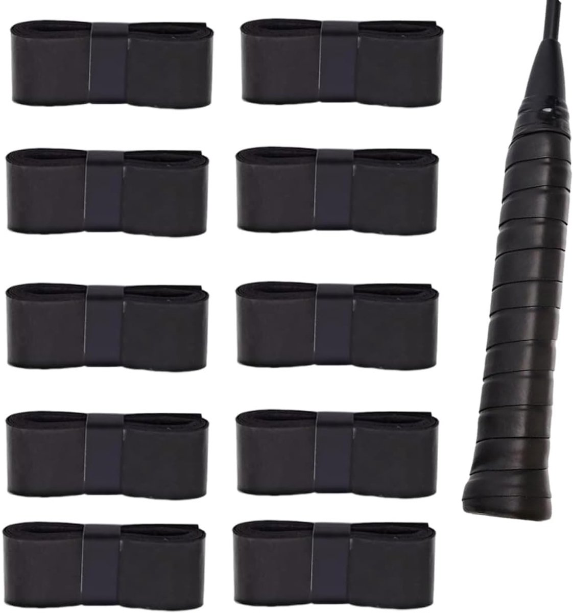 SnelShoppen - Grip Tape Tennis Racket, 10 Stuks, Non-Slip Grip Tape, Badminton Racket Overgrip, Zwart, Ademend, PU, Anti-slip, Voor Tennis, Badminton,