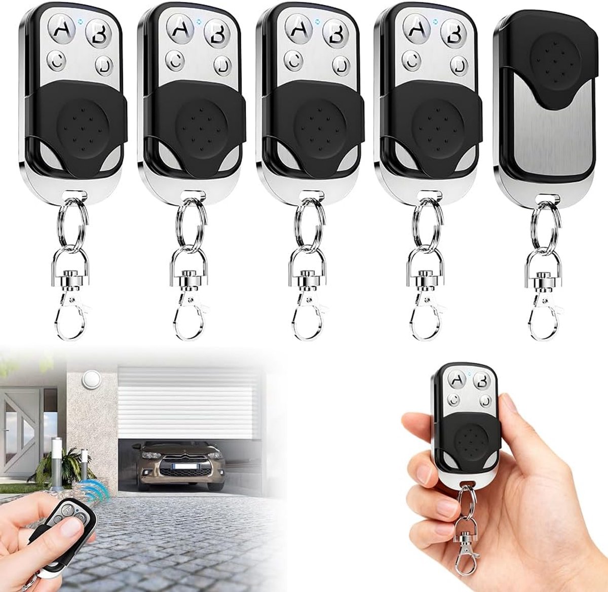 Garagedeuropener 5 stuks - afstandsbediening 433 MHz - universeel en compatibel - eenvoudig te programmeren - ShopVlot