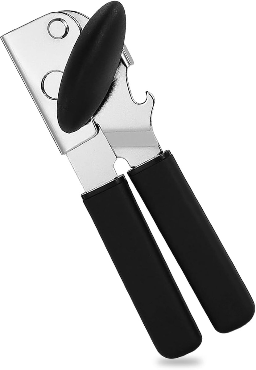 SnelShoppen - RVS Handmatige Blikopener, Multifunctioneel, 2-in-1 Blikopener en Flesopener, Ergonomisch en Antislip Handvat voor Senioren en Keuken