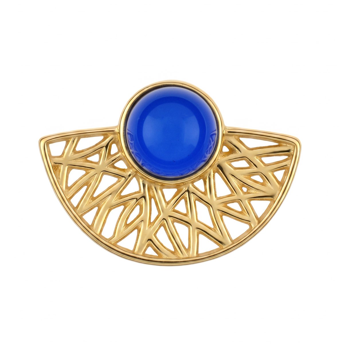 Cavill - Blauwe Colombiaanse Barnsteen Hanger - 0,9 ct Ronde Cabochon - 925 Sterling Zilver Verguld - Elegant Filigraan Design - Uniek Sieraad