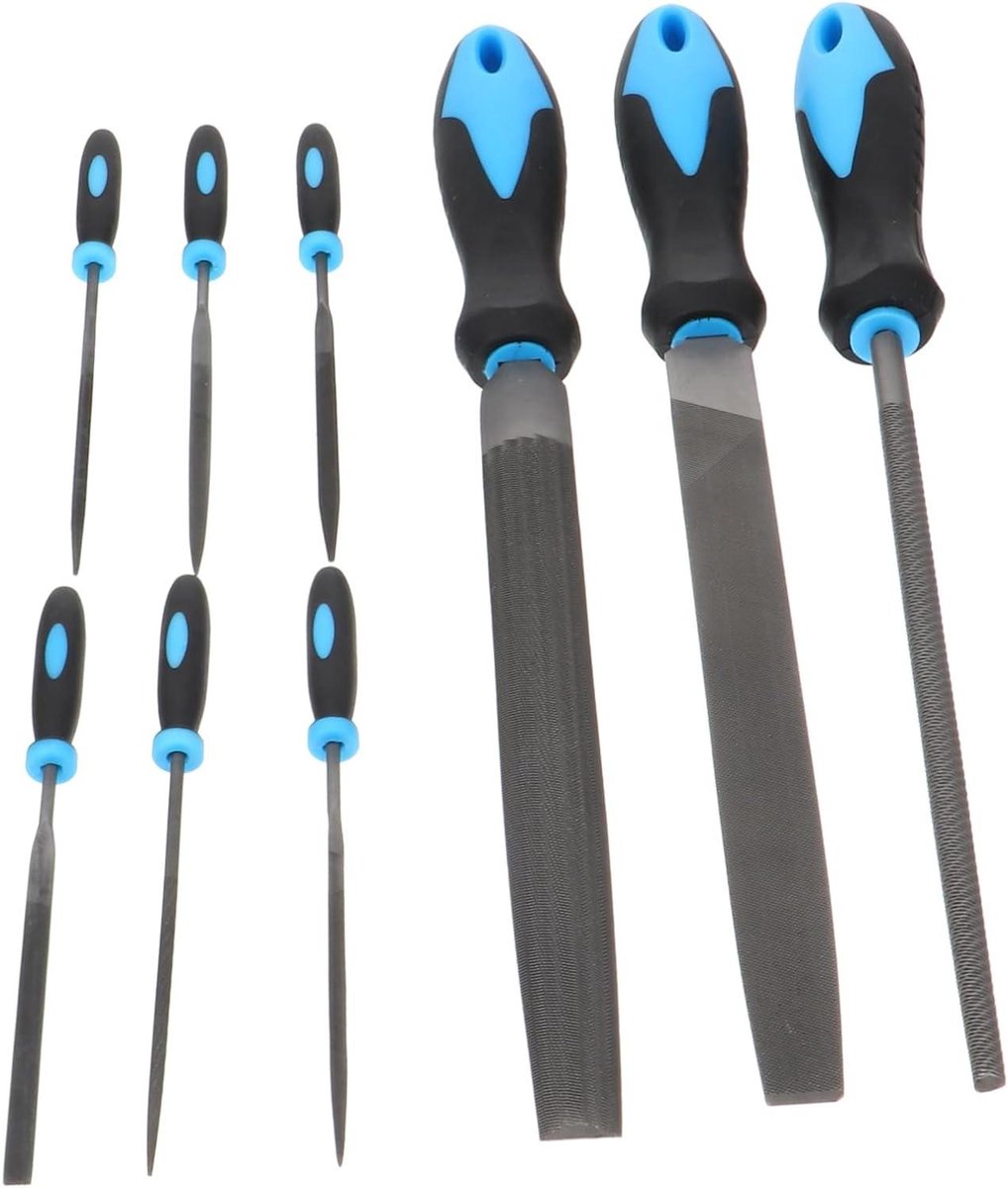 Vijlenset Houtbewerking - Handvijlen Set - Hout Bewerken - 9 Delig - 31.5 cm - Blauw