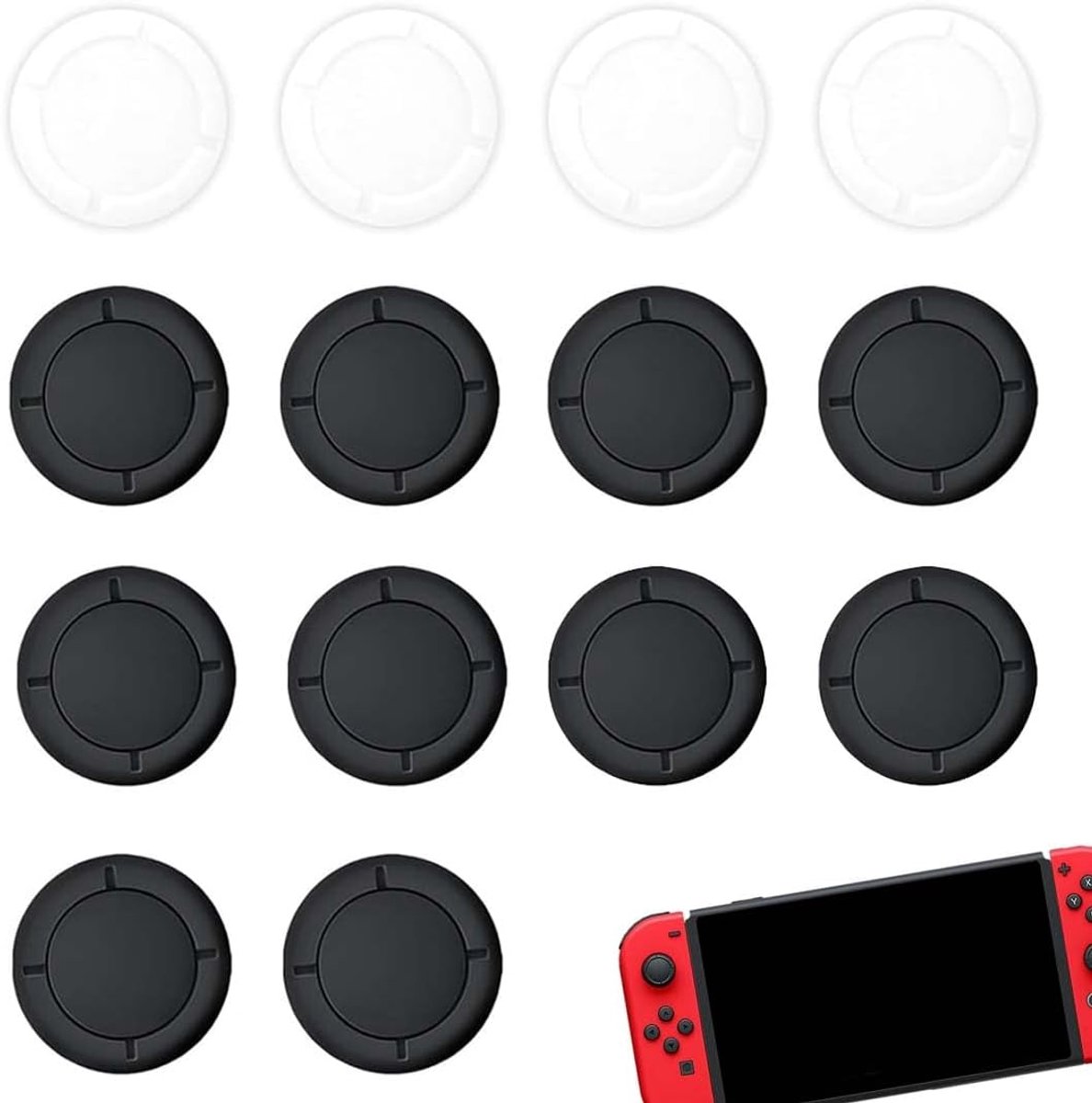 SnelShoppen - 7 Pairs Thumb Grips Vervangcaps voor Controller - Perfect voor Switch/Lite - Silicone Joystick Bescherming - 5 Zwarte en 2 Witte Pairs