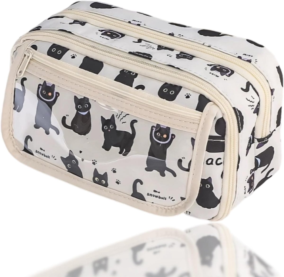 SnelShoppen - Kawaii Pennenetui met Kat Ontwerp, 9 Ruime Compartimenten, Draagbaar voor School en Kantoor, Hoge Kwaliteit Materiaal, Ideaal voor Kinde