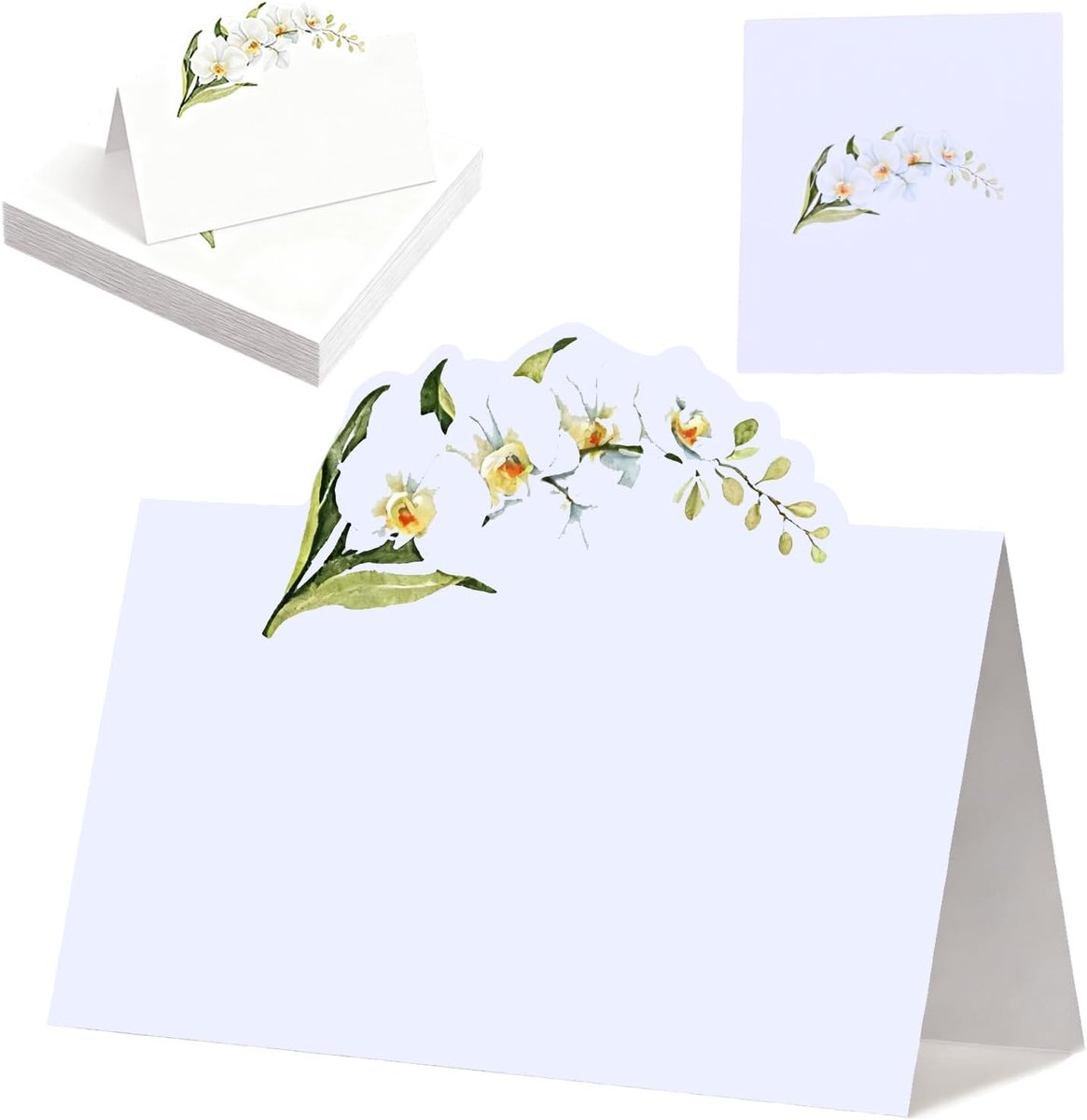 Tafelkarten 50 stuks - witte orchidee - elegant design - perfect voor bruiloft - ShopVlot