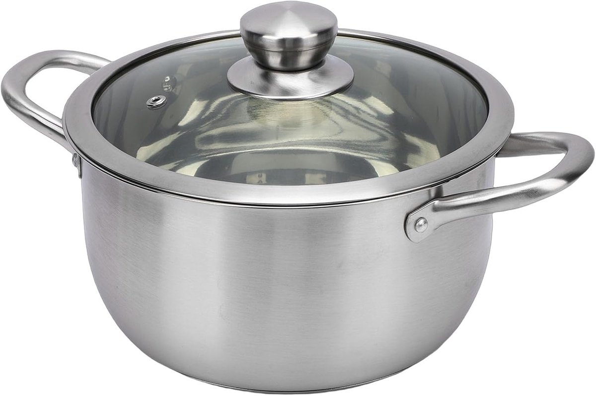 Soeppan met Deksel - Kookpan Voorraadpot - Maaltijden Bereiden - Drielaagse Bodem - 43 Liter - Zilver
