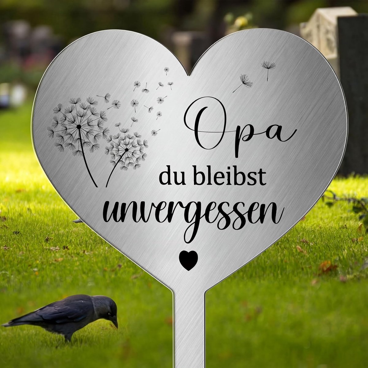 Photect Metal Heart-Shaped Tombstone With Inscription Heart Shaped Tomb Decoration Weatherproof Tomb Decoration - ShopVlot
