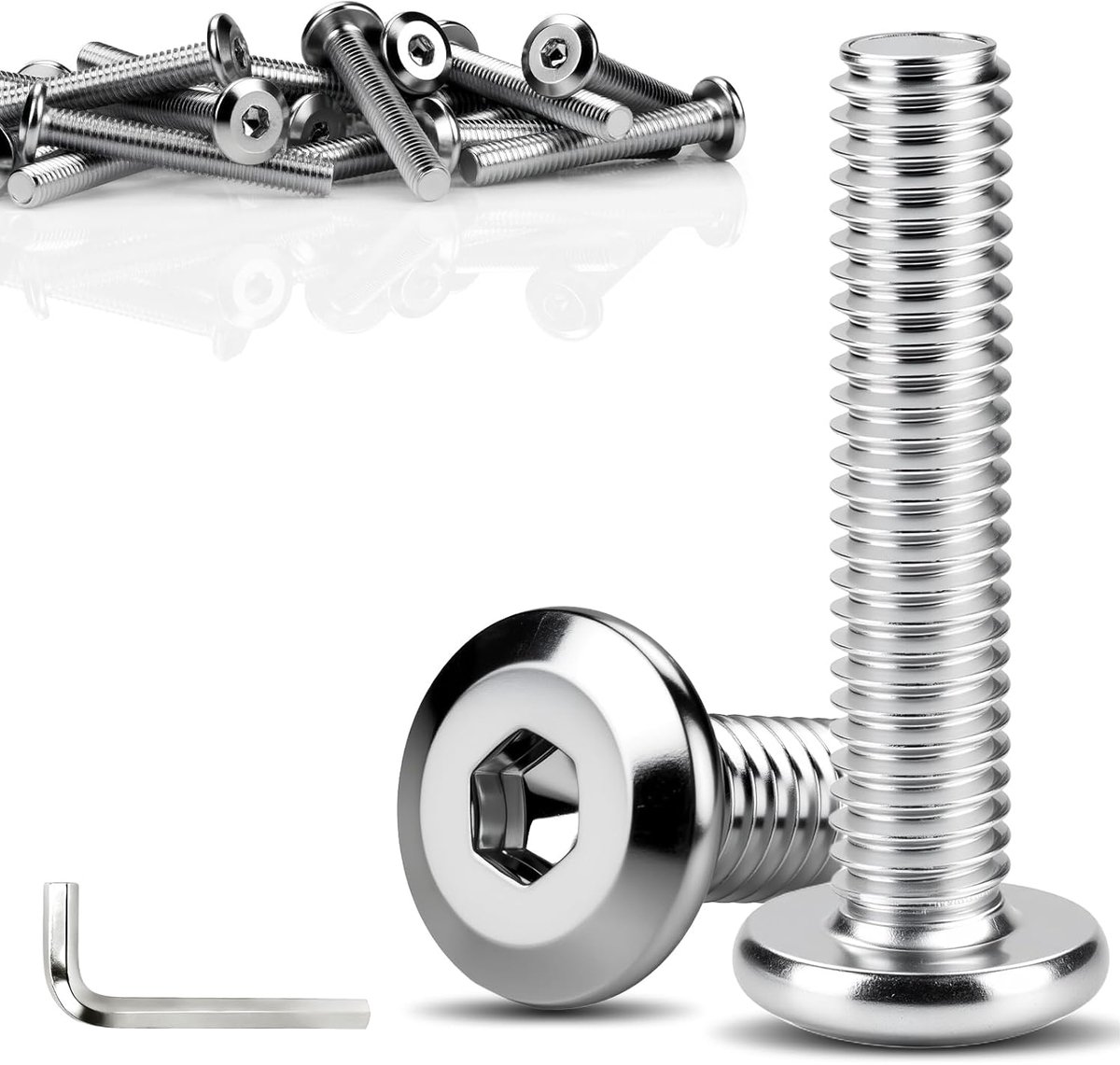 SnelShoppen - Pack van 25 M8 x 35 mm Platte Hoofd Schroeven - Meubel Schroeven, Cylindrische Zeskant Socket, Gegalvaniseerd Staal voor Bedden, Kinderb