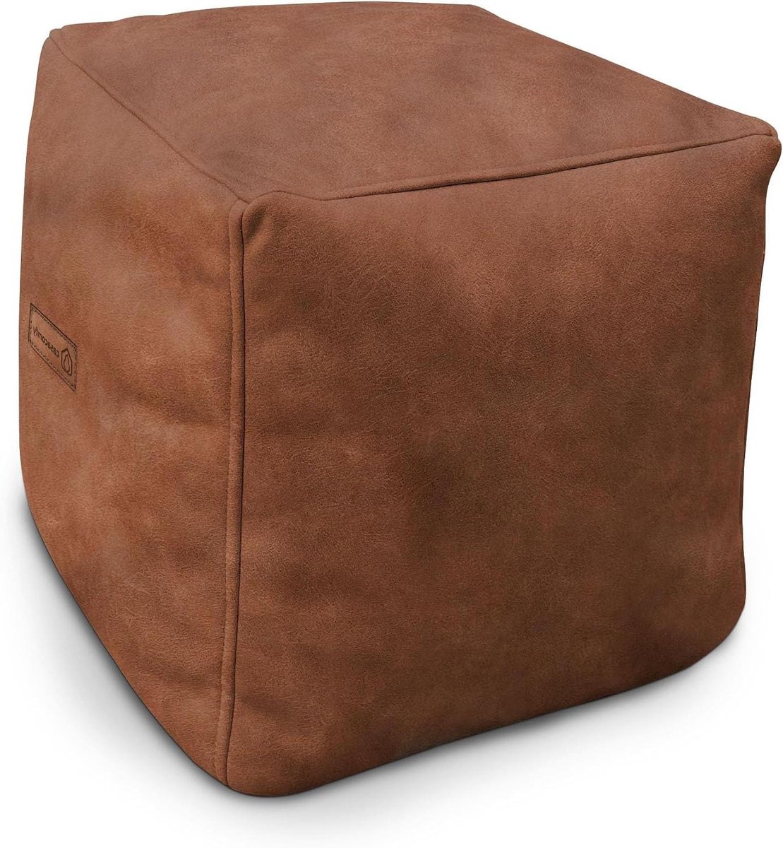 Vierkante Poef - Voetenbankje Zachte Stof - Extra Zitplaats - Moderne Lederlook - 40x40x40 cm - Bruin