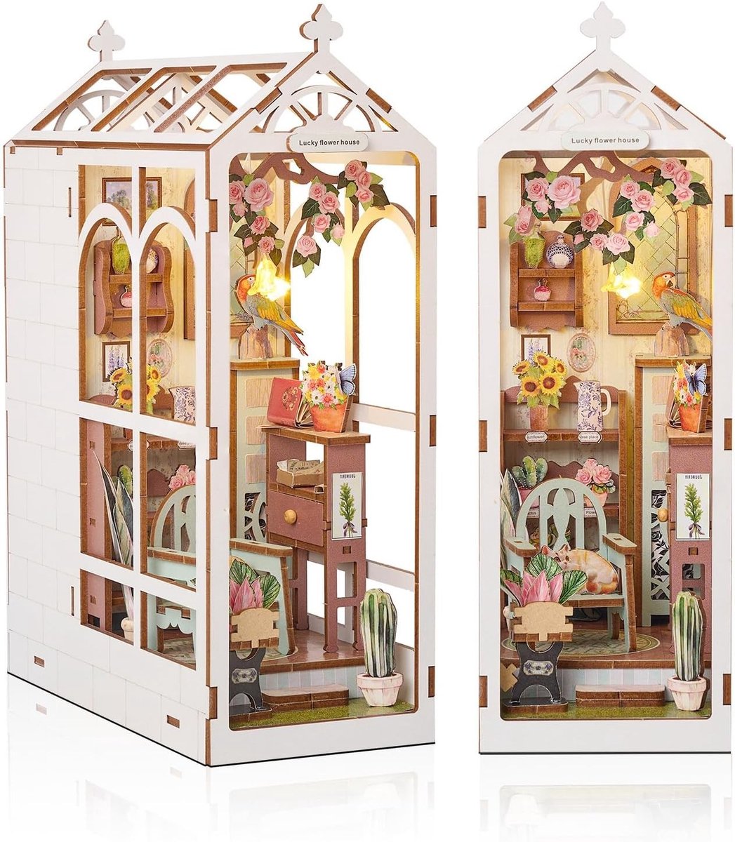 DIY Mini Dollhouse Kit voor Volwassenen | Creatieve Boekenkast Decoratie, Miniatuur Tuin en Cadeau voor Verjaardag en Kerst