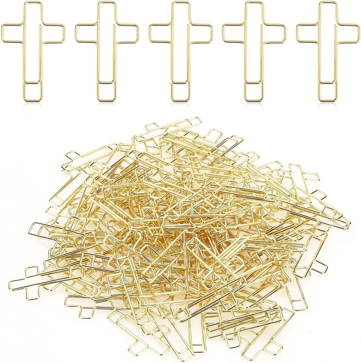 Gouden Kruis Paperclips - 120 Stuks voor Bijbel, Boekreparatie en Studiebenodigdheden voor Kantoor, School en Thuisgebruik
