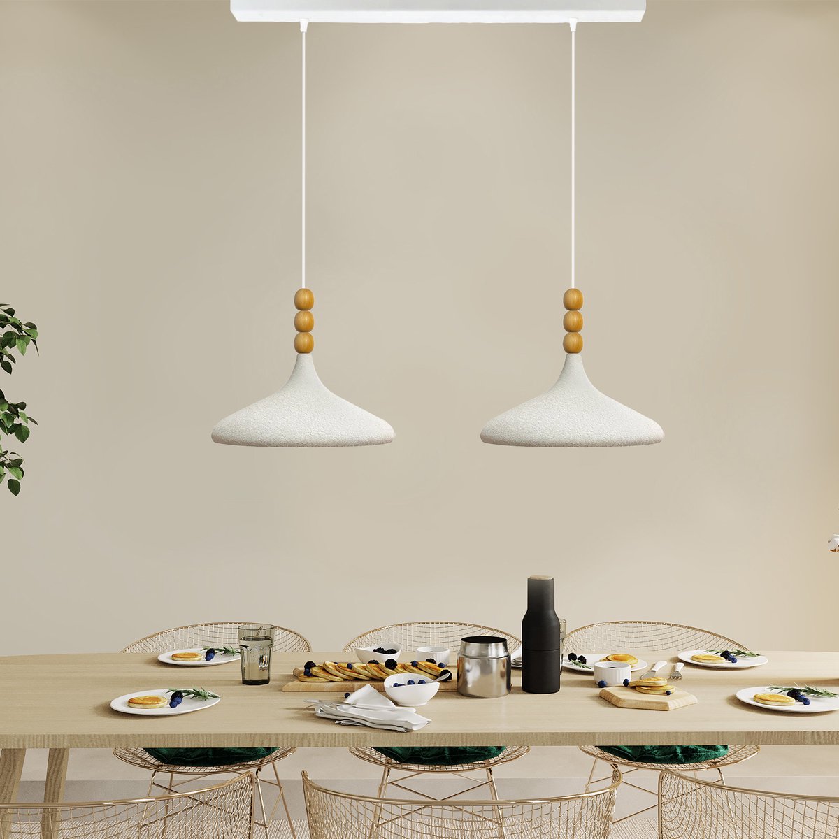 Bamyum Champion hanglamp, industriële Modern stijl, Ø35 cm, wit metalen lamp
