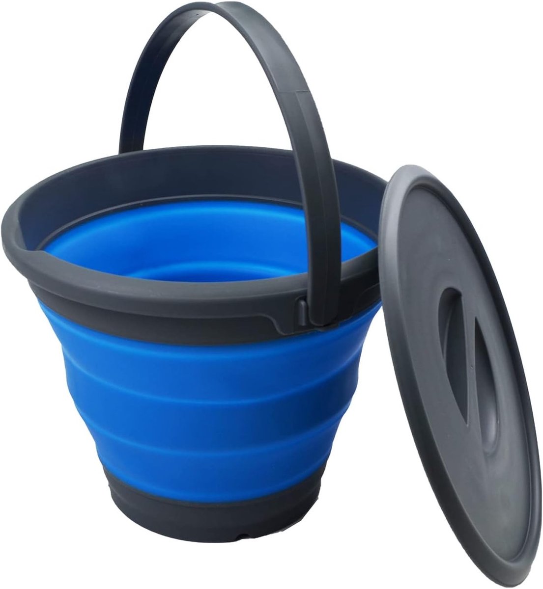 Inklapbare Plastic Emmer met Deksel - Opvouwbare Ronde Kuip - Draagbare Waterbak - Ruimtebesparend voor Buiten