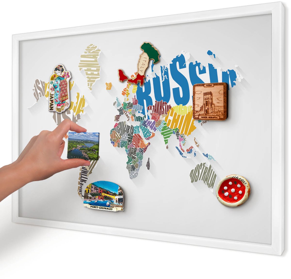 Artprintcave Wit Magneetbord mit Witte Lijst - 60x40 cm - Kleurenkaart Magneet Bord mit Frame - Abstract Magnetisch Bord - Kaarten