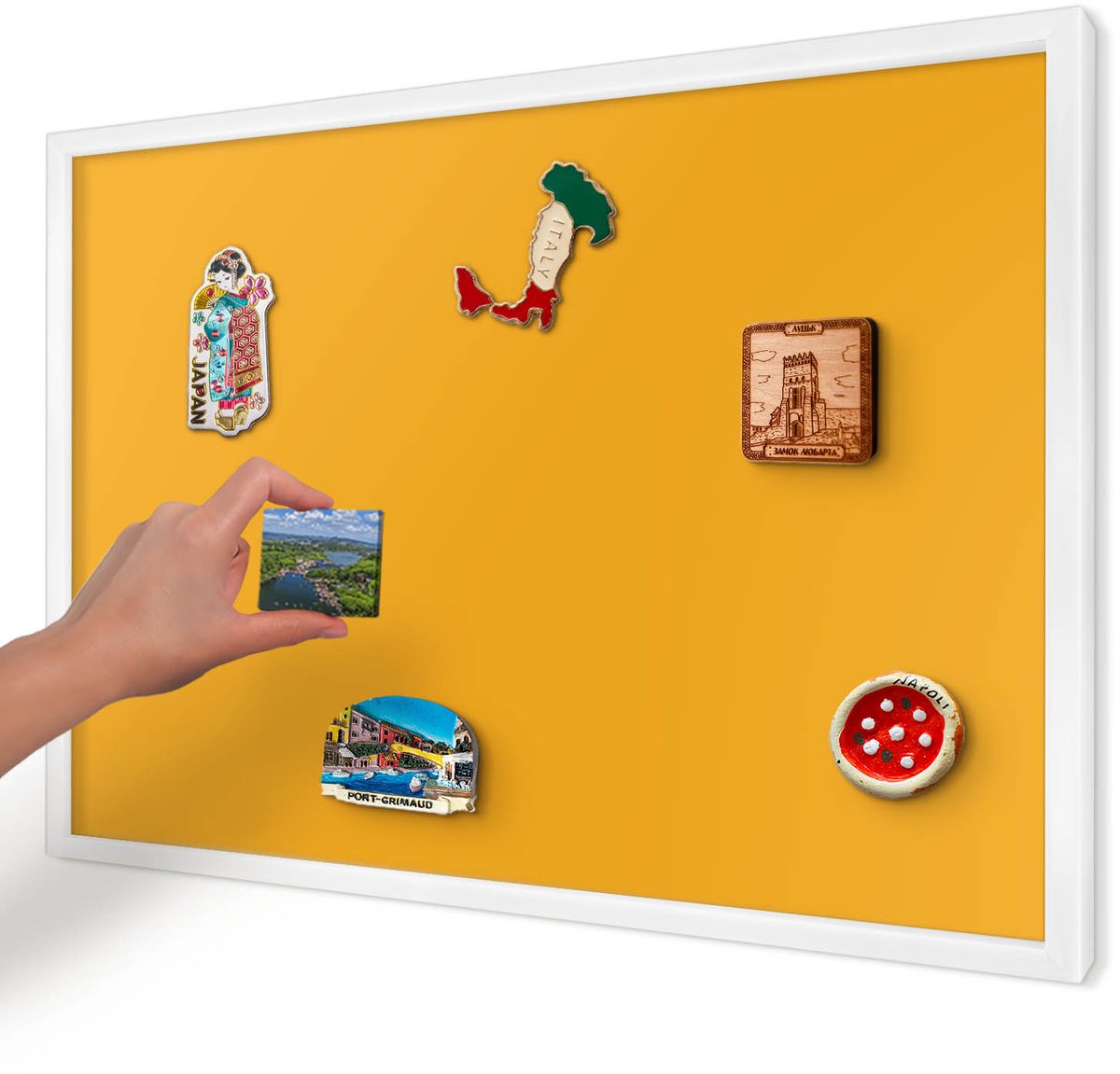 Artprintcave Oranje Magneetbord mit Witte Lijst - 60x40 cm - Levendig Oranje Memobord Keuken - Minimalist Magnetisch Bord Voor Magneten - Achtergronden En Patronen