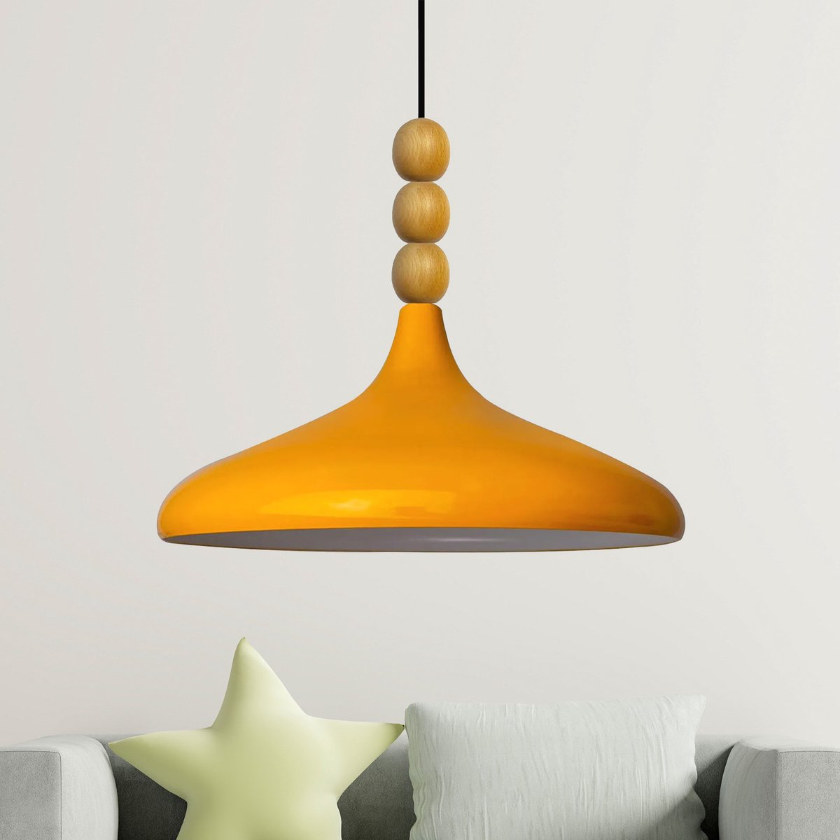 Bamyum Champion hanglamp, industriële Modern stijl, Ø35 cm, geel metalen lamp