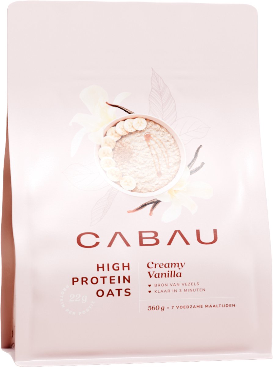 Cabau – High Protein Oats – Creamy Vanilla – Eiwitrijke Havermout, 22 g Eiwit per Portie – Klaar in 3 Minuten – Rijk aan Vezels – 560 g (7 Porties)