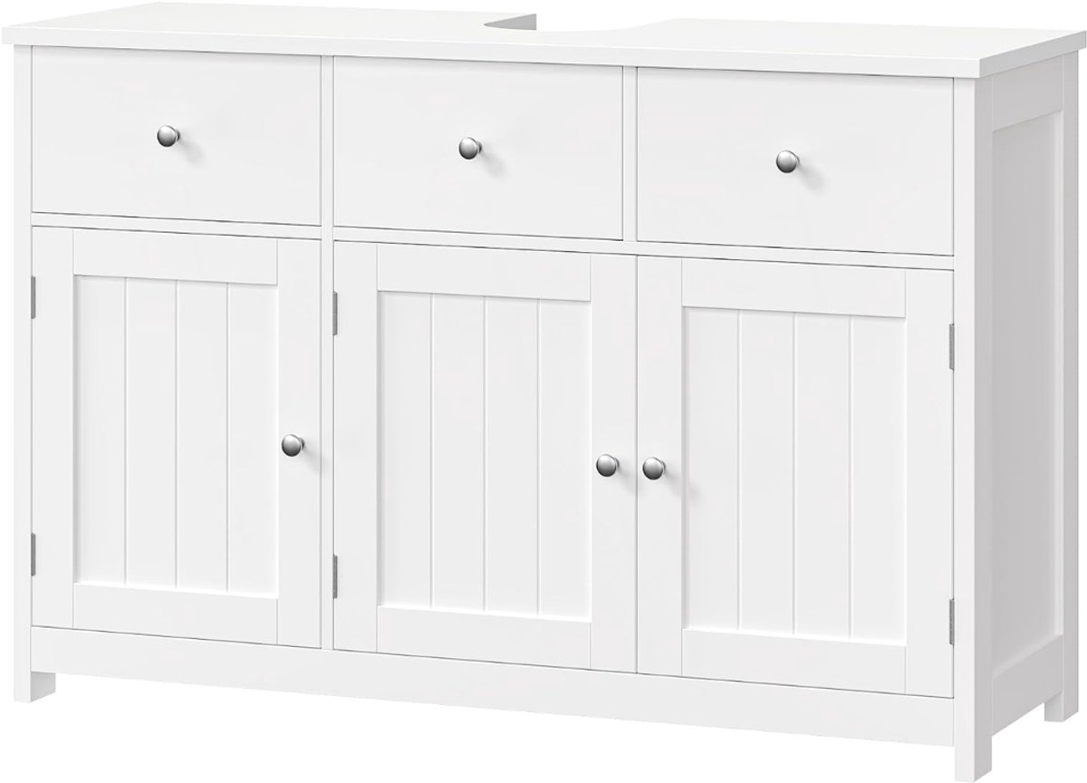 Zavio® Wastafel Onderkast - Met Uitsparing - Badkamer Meubel Kastje - Wit