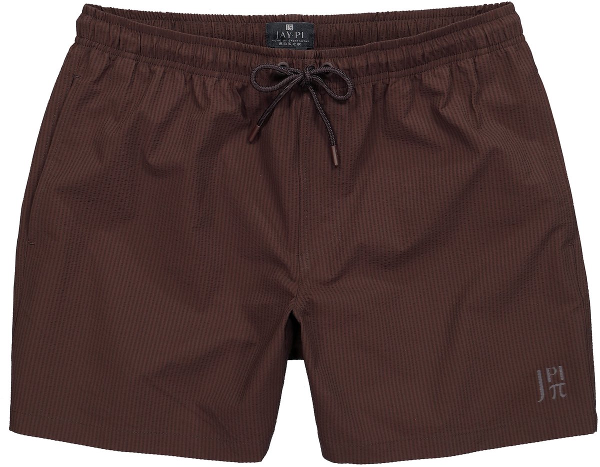 JAY-PI - Heren - zwemshorts beachwear seersucker-structuur QuickDry tot 8XL - Donkerbruin - Maat 4XL