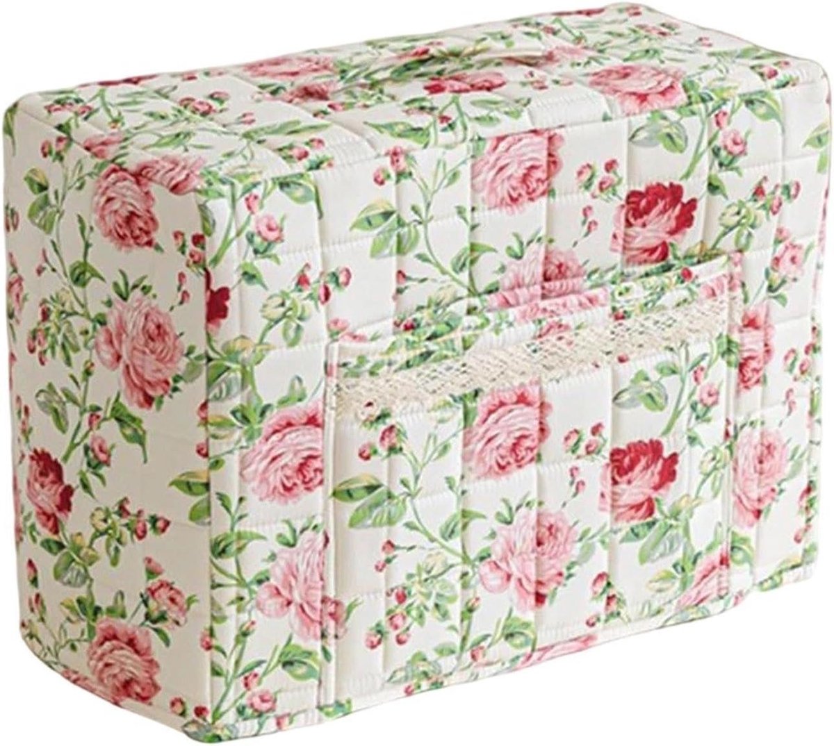 Draagtas Naaimachine - Opbergtas Stofhoes - Naai Spullen Opbergen - Boho Bloemen Design - 43x35x24cm - Roze
