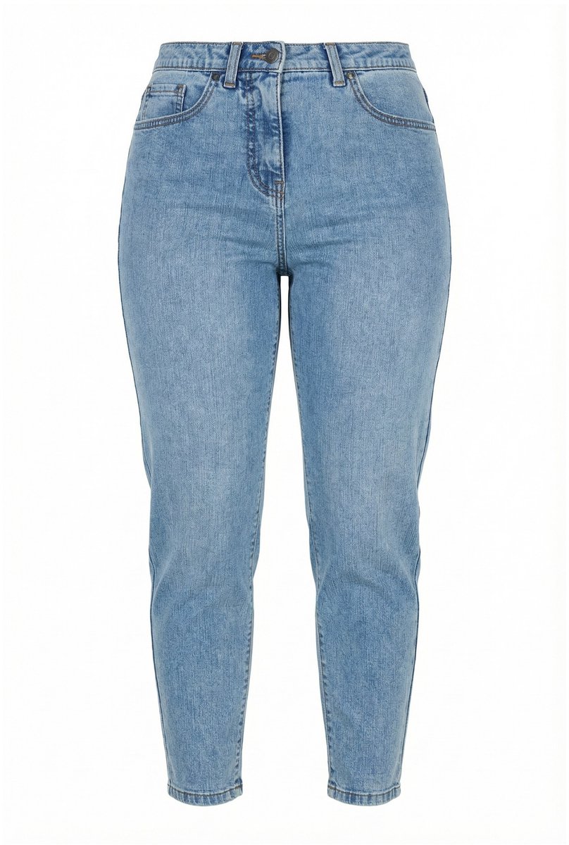 Ulla Popken - Dames - Mom jeans stretchjeans 5-pocketstijl - Licht blauw denim - Maat 60