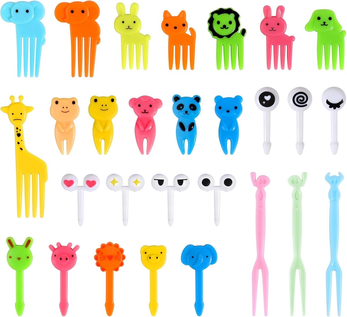 Mini Cartoon Bento Fruit Forks - 270 Dieren Plastic Fruitprikkers voor Kinderen, Feestjes en Buffetten