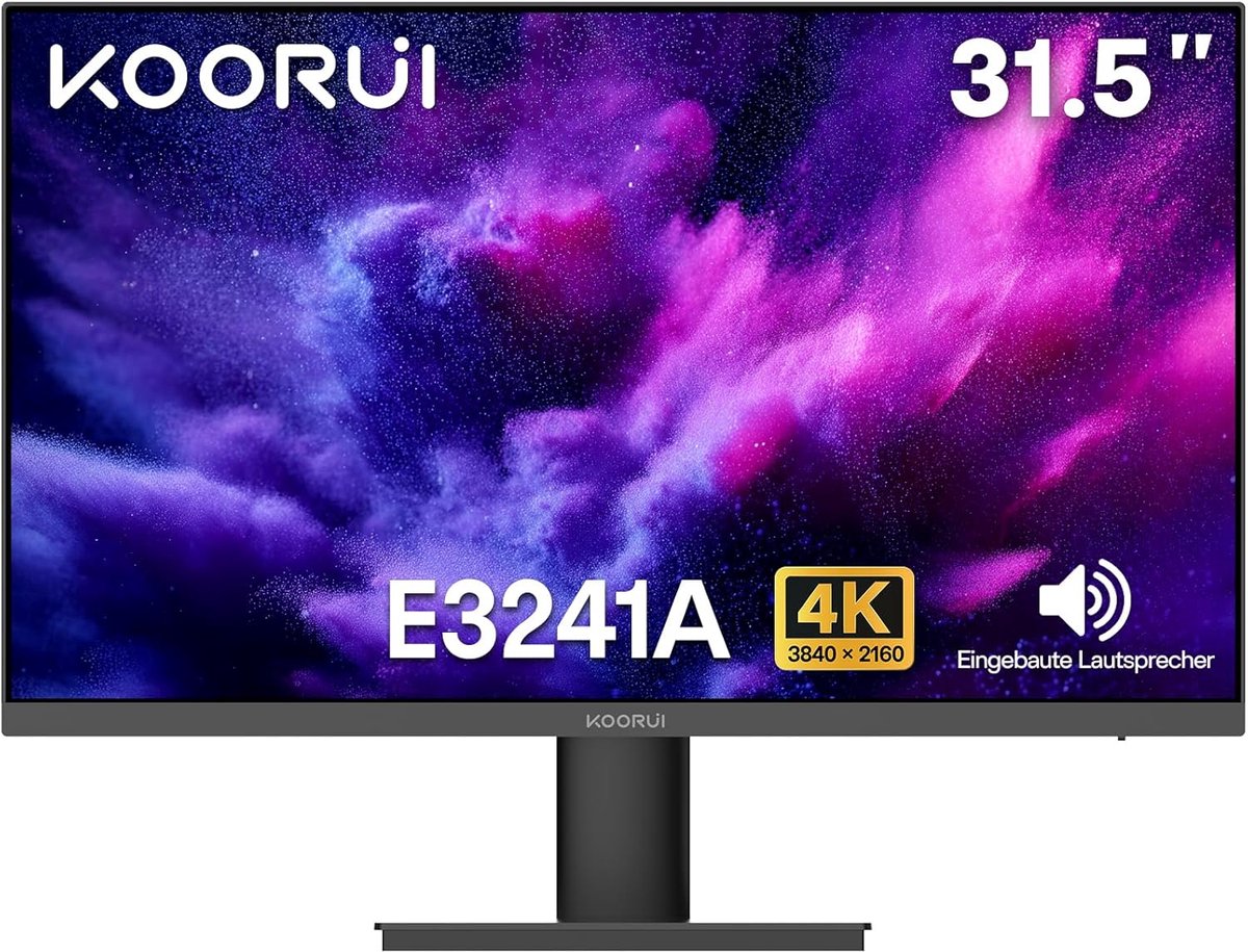 SnelShoppen - 32 Inch 4K PC Monitor - UHD 3840×2160 Computer Monitor met VA Paneel, 60Hz, DCI-P3 95%, HDR10, Adaptive Sync, Ingebouwde Luidsprekers, 2