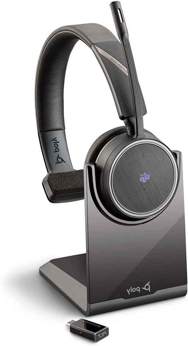 Draadloze Headset - Bluetooth Hoofdtelefoon - Online Vergaderen - Dubbele Microfoon - 30 meter bereik - Zwart
