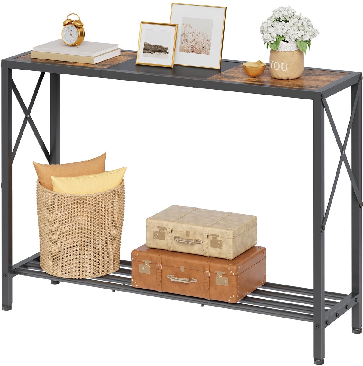 Omgoods - Vintage Console Tafel met Opbergruimte voor Woonkamer en Slaapkamer