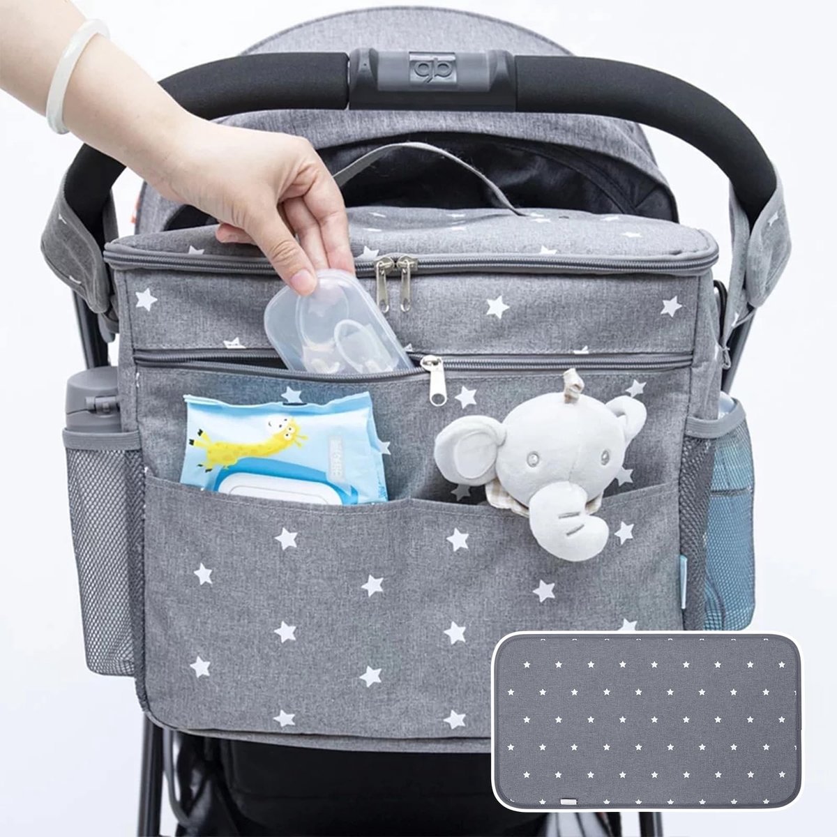 Omgoods - Grote Buggy Organizer met Waterdichte Diaper Bag en 2 Bekers