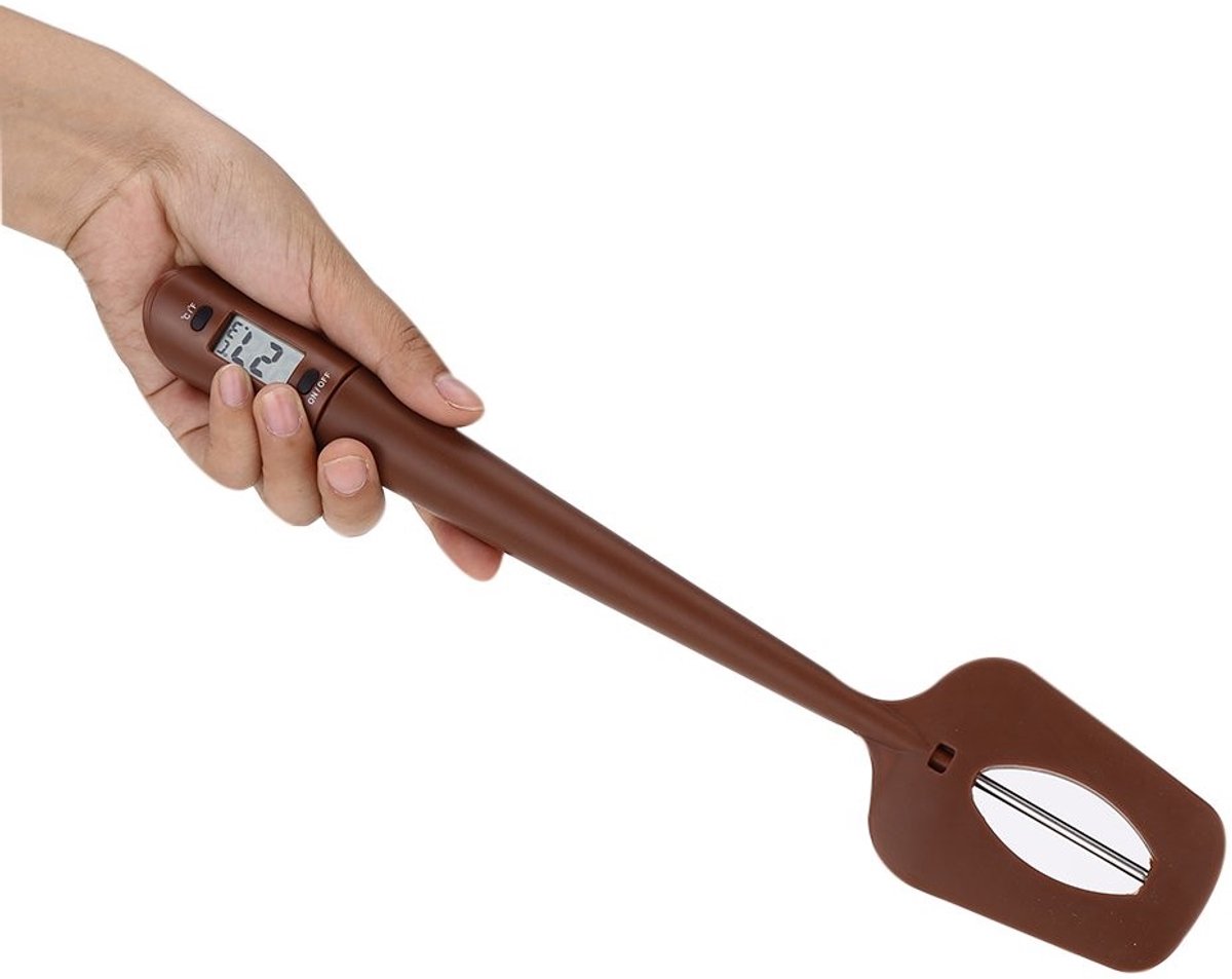Omgoods - Chocolate Spatula - Digitale Thermometer - Koken en Bakken - Bruin - Keukenaccessoire - Temperatuurmeter - Geschikt voor binnen en buiten...