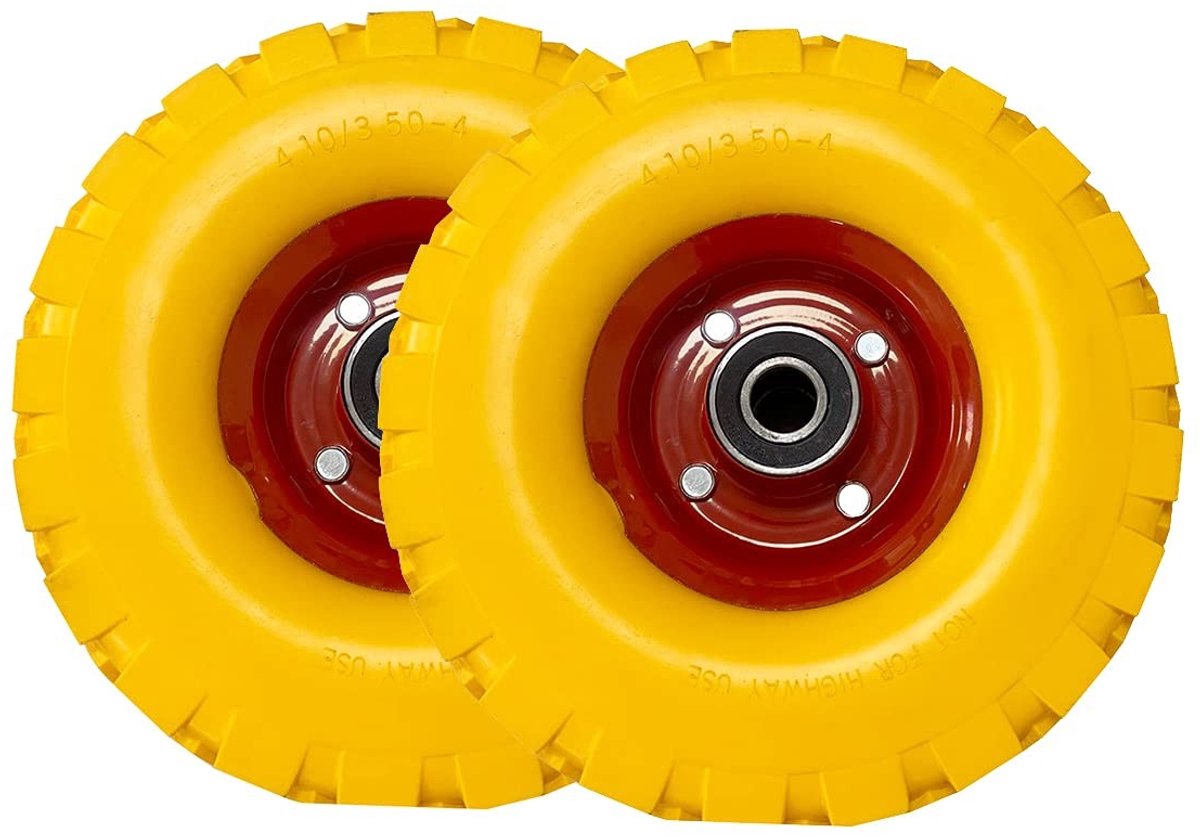 Omgoods - Set van 2 Punctievaste Rubber Wielen voor Kruiwagens - 4.10/3.50-4