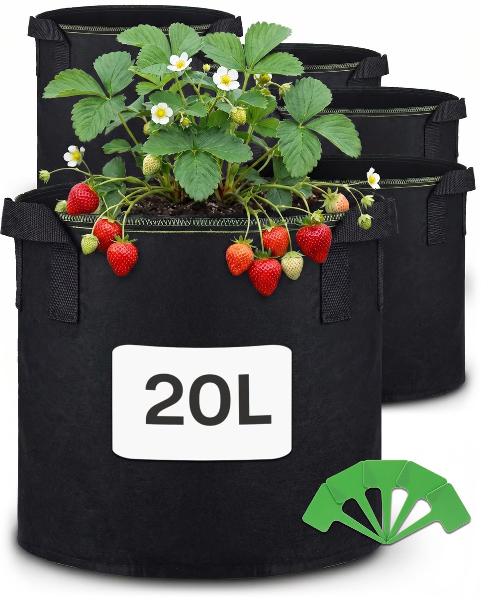 Omgoods - Set van 5 Plantentassen met Handvat en Label