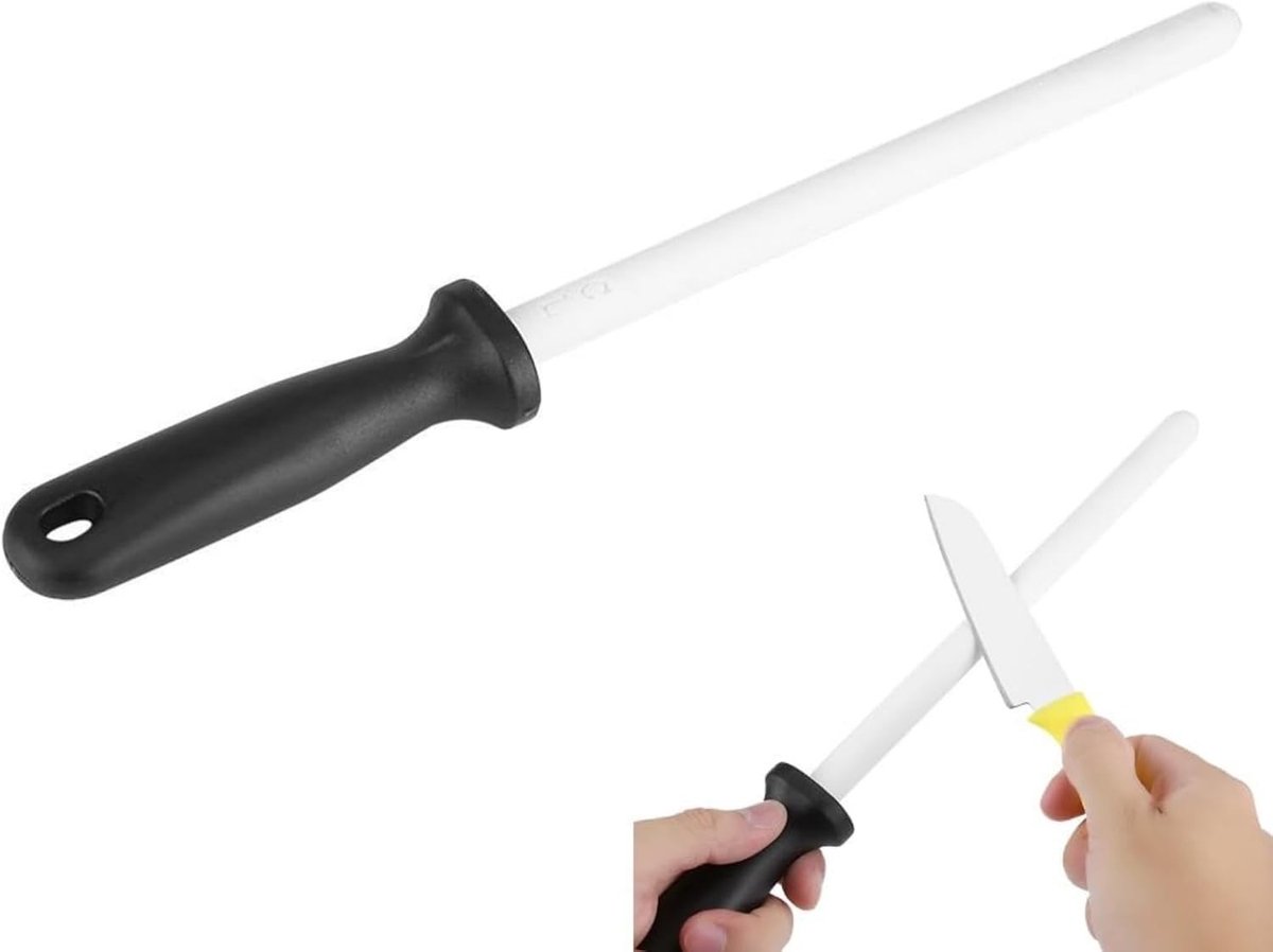 Omgoods- Slijpstaaf Keramisch 20,3 cm - Professionele Messenslijper - Multifunctioneel Gereedschap - Ergonomische Handgreep - Duurzaam en Slijtvast